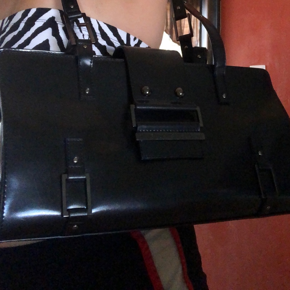 Guess black vintage purse (baby blue inside)